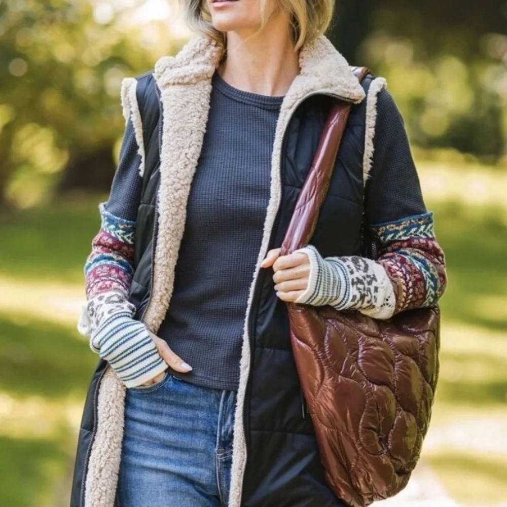 Free People Movement Stylish Brown Quilted Women's Bag